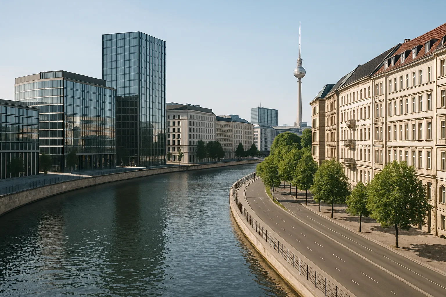 Berliner Stadtpanorama mit Fernsehturm und Alexanderplatz - Wirtschaftsstandort Berlin