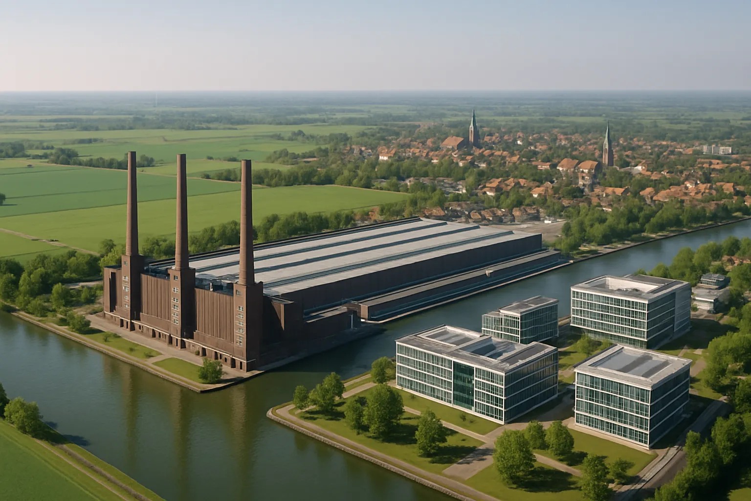 Wirtschaftsraum Hannover-Braunschweig-Wolfsburg mit Industrieanlagen und Forschungseinrichtungen