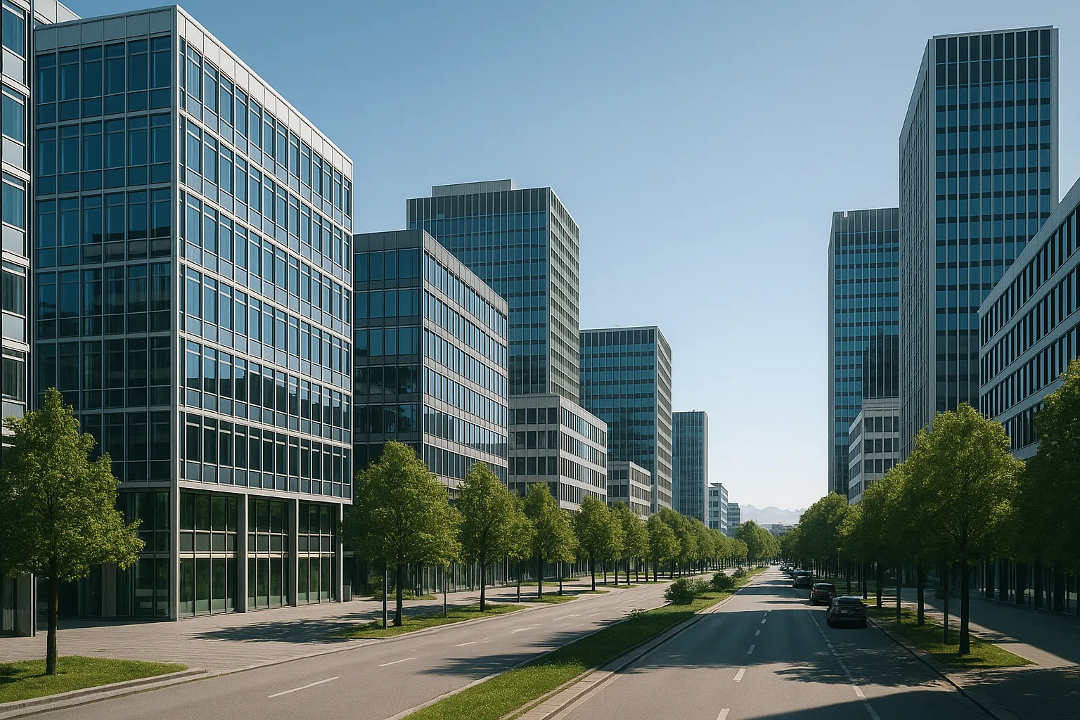 Muenchner Stadtansicht mit Frauenkirche und Marienplatz - Wirtschaftsstandort Muenchen