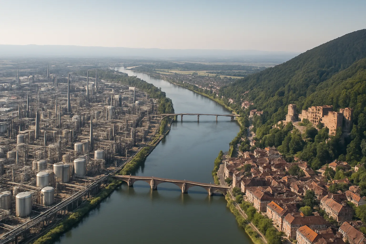 Rhein-Neckar Region mit Blick auf Mannheim, Ludwigshafen und Heidelberg als Wirtschaftsstandorte